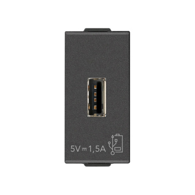 MODULO TOMA USB VIMAR TIPO A 1 MODULO 5V 1.5AMP NEVE-UP CARBON 09292.CM